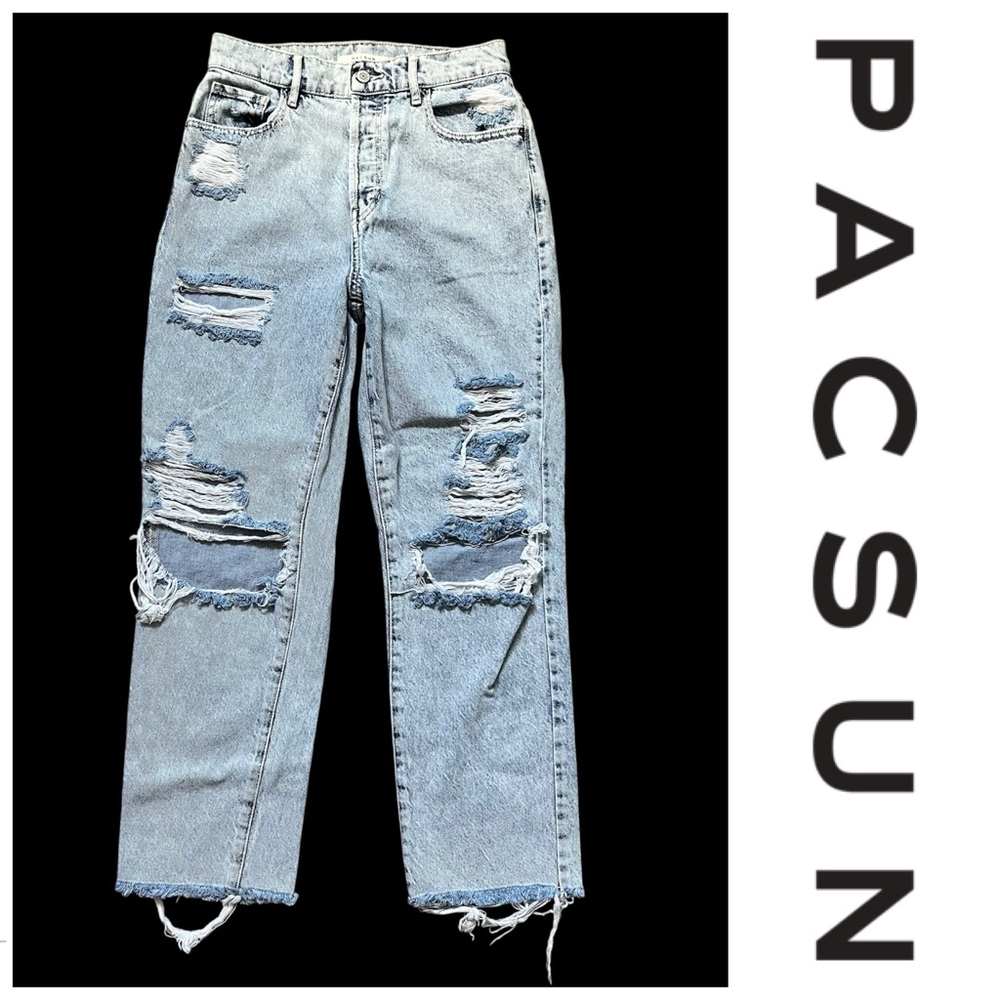 PACSUN High Rise Straight Light Acid Washed Jeans Size 26 LIKE NEW